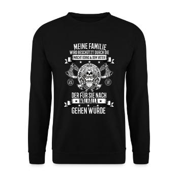 Wikinger Krieger Nordmann Axt Valhalla Nordmänner - Unisex Pullover - Schwarz - Vorne - Alina (178cm) & Michal (187cm)