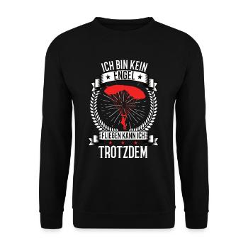 Ich Bin Kein Engel Gleitschirm Paragleiten Gleiter - Unisex Pullover - Schwarz - Vorne - Alina (178cm) & Michal (187cm)