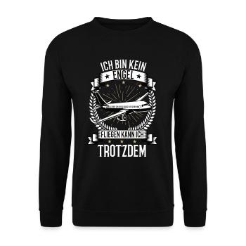 Ich bin kein Engel Flugzeug Flug Pilot Piloten - Unisex Pullover - Schwarz - Vorne - Alina (178cm) & Michal (187cm)