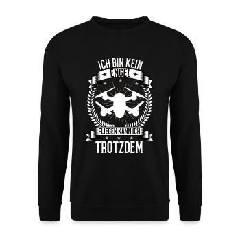 Ich bin kein Engel Drohne Drone Quadcopter fpv - Unisex Pullover - Schwarz - Vorne - Alina (178cm) & Michal (187cm)