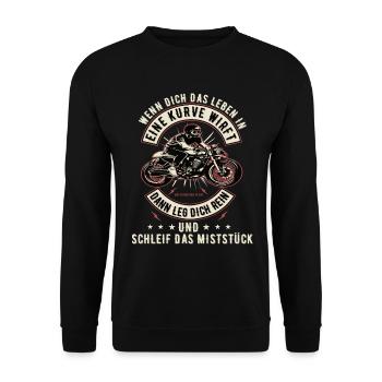 Motorrad Biker Motorradfahrer bike Rocker Rentner - Unisex Pullover - Schwarz - Vorne - Alina (178cm) & Michal (187cm)