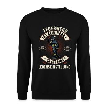 Feuerwehr Feuerwehrmann Freiwillige Feuerwehr 112 - Unisex Pullover - Schwarz - Vorne - Alina (178cm) & Michal (187cm)