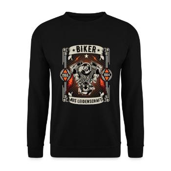 Biker aus Leidenschaft Motorrad Biker Motorräder - Unisex Pullover - Schwarz - Vorne - Alina (178cm) & Michal (187cm)