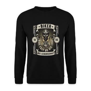 Biker aus Leidenschaft Motorrad Biker Motorräder - Unisex Pullover - Schwarz - Vorne - Alina (178cm) & Michal (187cm)