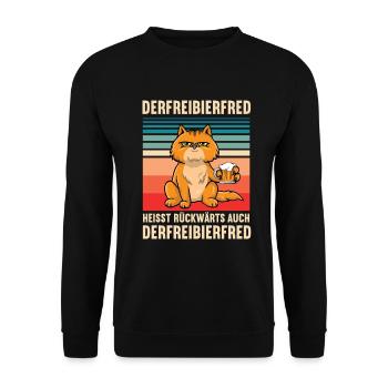 Der freibierfred Katze Katzen Katzenliebhaber Bier - Unisex Pullover - Schwarz - Vorne - Alina (178cm) & Michal (187cm)