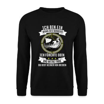 Wikingerschiff Wikinger skandinavien germanen - Unisex Pullover - Schwarz - Vorne - Alina (178cm) & Michal (187cm)