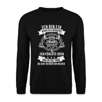 Wikinger Krieger Nordmann Axt Valhalla Nordmänner - Unisex Pullover - Schwarz - Vorne - Alina (178cm) & Michal (187cm)