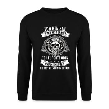 Wikinger Krieger Nordmann Axt Valhalla Nordmänner - Unisex Pullover - Schwarz - Vorne - Alina (178cm) & Michal (187cm)