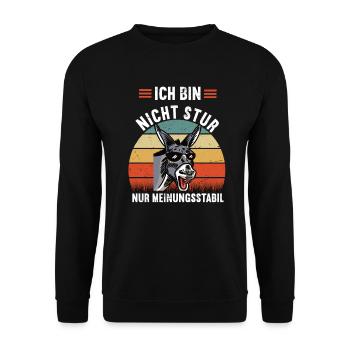 Ich Bin Nicht Stur nur Meinungsstabil Esel Muli - Unisex Pullover - Schwarz - Vorne - Alina (178cm) & Michal (187cm)
