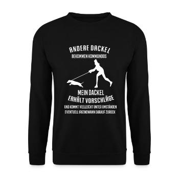 Andere Dackel Kommandos Dackel Dachshund Teckel - Unisex Pullover - Schwarz - Vorne - Alina (178cm) & Michal (187cm)
