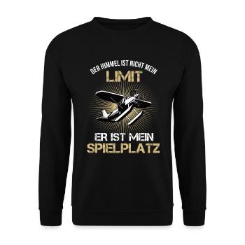 Der Himmel ist nicht mein Limit Modellflugzeug - Unisex Pullover - Schwarz - Vorne - Alina (178cm) & Michal (187cm)