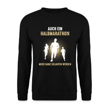 Halbmarathon Marathon Läufer Laufen Marathonläufer - Unisex Pullover - Schwarz - Vorne - Alina (178cm) & Michal (187cm)