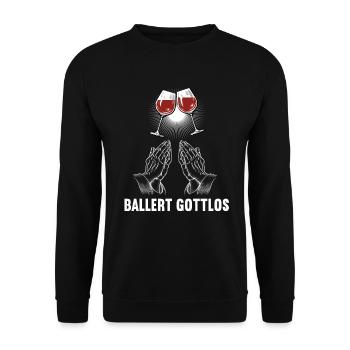Ballert Gottlos Wein Weinliebhaber Weinglas - Unisex Pullover - Schwarz - Vorne - Alina (178cm) & Michal (187cm)