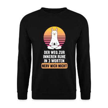 Weg zur Inneren Ruhe alpaka lama Alpakaliebhaber - Unisex Pullover - Schwarz - Vorne - Alina (178cm) & Michal (187cm)