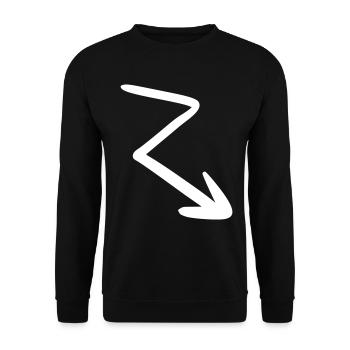 Pfeil Zeichnung Skizze weiß - Unisex Pullover - Schwarz - Vorne - Alina (178cm) & Michal (187cm)