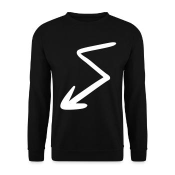 Pfeil Zeichnung Skizze weiß - Unisex Pullover - Schwarz - Vorne - Alina (178cm) & Michal (187cm)