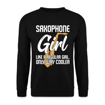 Saxophon witziger Spruch - Unisex Pullover - Schwarz - Vorne - Alina (178cm) & Michal (187cm)