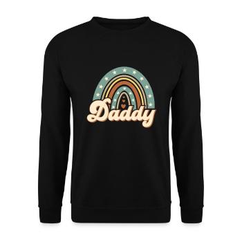 Papa Sprüche und Witze - Mein Vater der Superheld - Unisex Pullover - Schwarz - Vorne - Alina (178cm) & Michal (187cm)