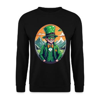 St. Patrick's Day Kleeblatt Kobold - Unisex Pullover - Schwarz - Vorne - Alina (178cm) & Michal (187cm)