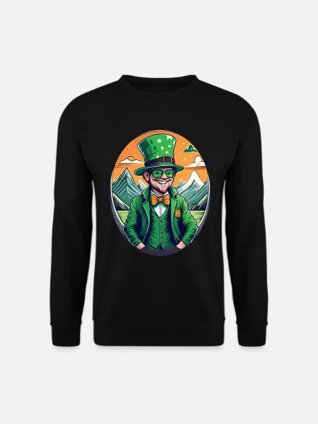 St. Patrick's Day Shamrock Leprechaun - Unisex Sweatshirt - black