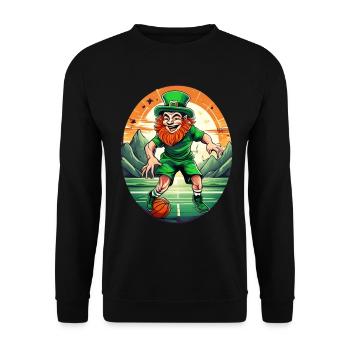 St. Patrick's Day Kleeblatt Basketball - Unisex Pullover - Schwarz - Vorne - Alina (178cm) & Michal (187cm)