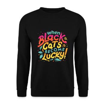 Halloween, When Black Cats Become Lucky! - Unisex Sweatshirt - black - Front - Alina (178cm) & Michal (187cm)