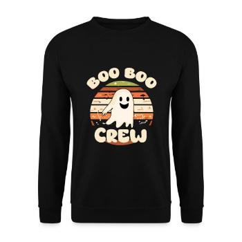 Halloween, Boo Boo Crew, smiling ghost - Unisex Sweatshirt - black - Front - Alina (178cm) & Michal (187cm)