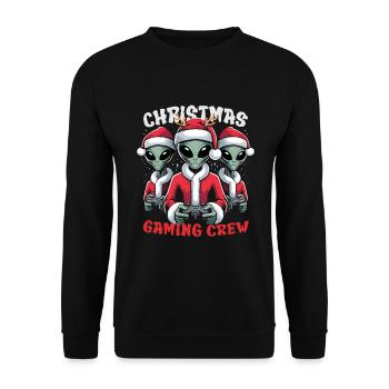 Weihnachts-Gaming-Crew - Unisex Pullover - Schwarz - Vorne - Alina (178cm) & Michal (187cm)