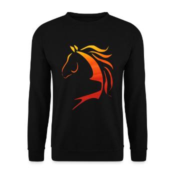 Pferd, Pferdekopf, Grafik, Horse, Cheval, Logo - Unisex Pullover - Schwarz - Vorne - Alina (178cm) & Michal (187cm)
