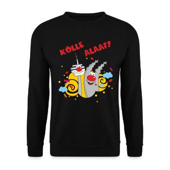 Karneval Kölle Alaaf RAHMENLOS Geschenk Fasching - Unisex Pullover - Schwarz - Vorne - Alina (178cm) & Michal (187cm)