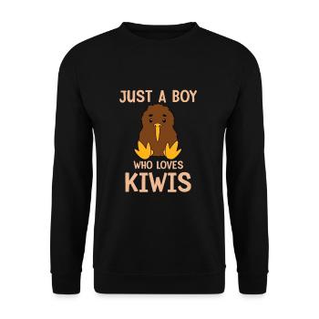 Netter Junge Der Kiwi geschenk Sitzt - Unisex Pullover - Schwarz - Vorne - Alina (178cm) & Michal (187cm)