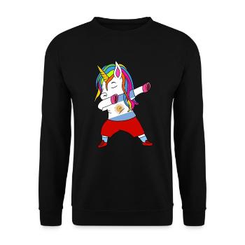 Argentinien Fußball Dabbing Geschenk - Unisex Pullover - Schwarz - Vorne - Alina (178cm) & Michal (187cm)
