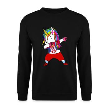 Serbie football dabbing cadeau - Sweat-shirt Unisexe - noir - Devant - Alina (178cm) & Michal (187cm)