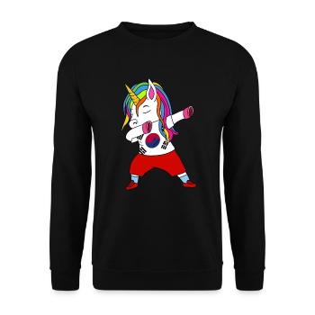 South Korea football dab gift - Unisex Sweatshirt - black - Front - Alina (178cm) & Michal (187cm)