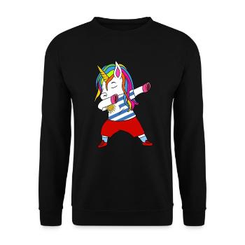 Uruguay fußball tupfen geschenk - Unisex Pullover - Schwarz - Vorne - Alina (178cm) & Michal (187cm)