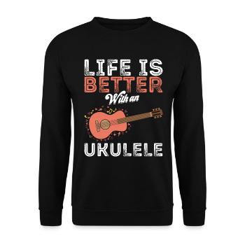 La Vie Est Meilleure Avec Un Ukulele Uke Hawaii - Sweat-shirt Unisexe - noir - Devant - Alina (178cm) & Michal (187cm)