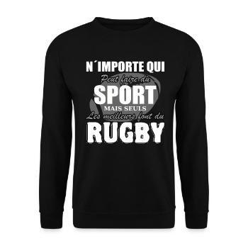 Rugby Shirt • Les Meilleurs sportifs font du Rugby - Sweat-shirt Unisexe - noir - Devant - Alina (178cm) & Michal (187cm)