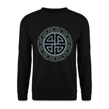 Schildknoten Keltisches Symbol Odin Thor Wikinger - Unisex Pullover - Schwarz - Vorne - Alina (178cm) & Michal (187cm)