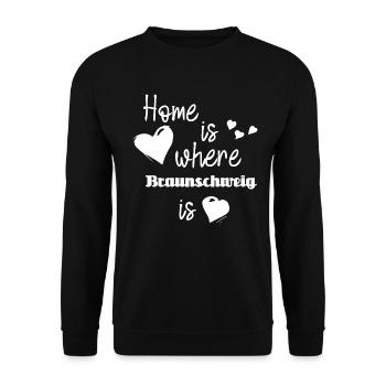 Zuhause in Braunschweig - Home is where - Unisex Pullover - Schwarz - Vorne - Alina (178cm) & Michal (187cm)