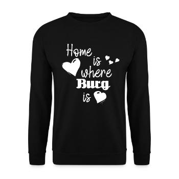Zuhause in Burg - Home is where Burg is - Unisex Pullover - Schwarz - Vorne - Alina (178cm) & Michal (187cm)
