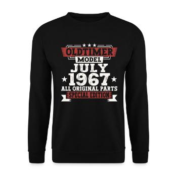 Oldtimer Juli 1967 55. Geburtstag Geschenk Herren - Unisex Pullover - Schwarz - Vorne - Alina (178cm) & Michal (187cm)