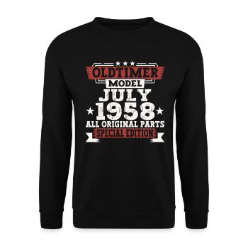 Oldtimer Juillet 1958 64ème Anniversaire Cadeau Hommes - Sweat-shirt Unisexe - noir - Devant - Alina (178cm) & Michal (187cm)