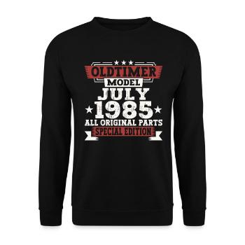 Oldtimer Juli 1985 37. Geburtstag Geschenk Herren - Unisex Pullover - Schwarz - Vorne - Alina (178cm) & Michal (187cm)