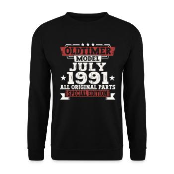 Oldtimer Juillet 1991 31ème Anniversaire Cadeau Hommes - Sweat-shirt Unisexe - noir - Devant - Alina (178cm) & Michal (187cm)