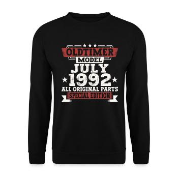 Oldtimer Juillet 1992 30ème Anniversaire Cadeau Hommes - Sweat-shirt Unisexe - noir - Devant - Alina (178cm) & Michal (187cm)