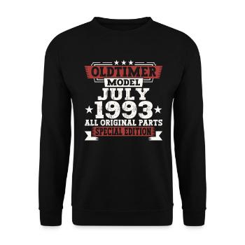 Oldtimer Juli 1993 29. Geburtstag Geschenk Herren - Unisex Pullover - Schwarz - Vorne - Alina (178cm) & Michal (187cm)