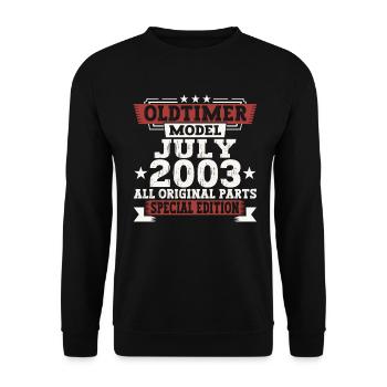 Oldtimer Juli 2003 19. Geburtstag Geschenk Herren - Unisex Pullover - Schwarz - Vorne - Alina (178cm) & Michal (187cm)