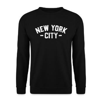 NEW YORK CITY VINTAGE STAMPED - Unisex Pullover - Schwarz - Vorne - Alina (178cm) & Michal (187cm)