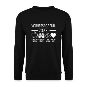 Vorhersage 2023 Werdender Papa Werdende Mama - Unisex Pullover - Schwarz - Vorne - Alina (178cm) & Michal (187cm)