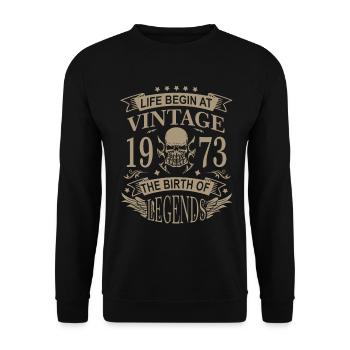 50th birthday legend proven since 1973 born - Unisex Sweatshirt - black - Front - Alina (178cm) & Michal (187cm)